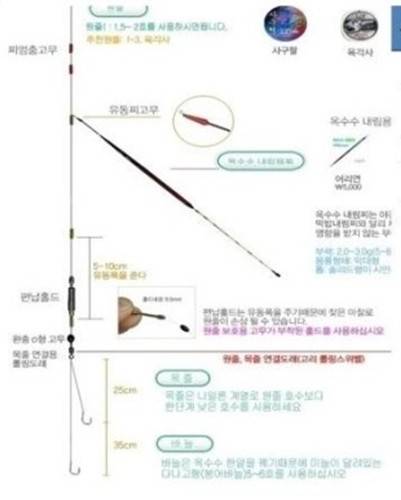 옥내림채비를 전통바닥낚시채비로 전환가능한가요 (월척지식 - 옥수수내림낚시)