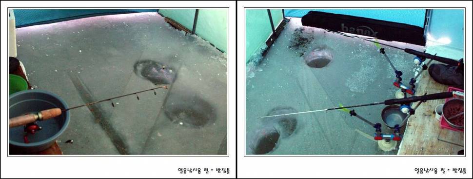 얼음낚시 받침틀 밤낚시용 렌턴 (사용기강좌 - 나의낚시장비)
