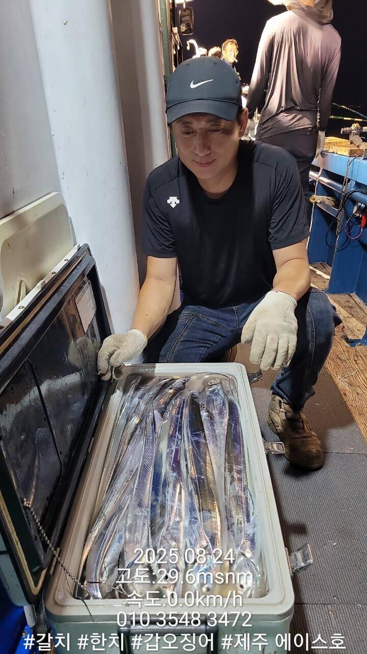 제주에이스호8월23일제주갈치조황입니다010 35483472010 3860 3472977톤22인승12석운전좌석봉돌투등기장착 청결은보장 (조황조행기 - 바다선상조황)